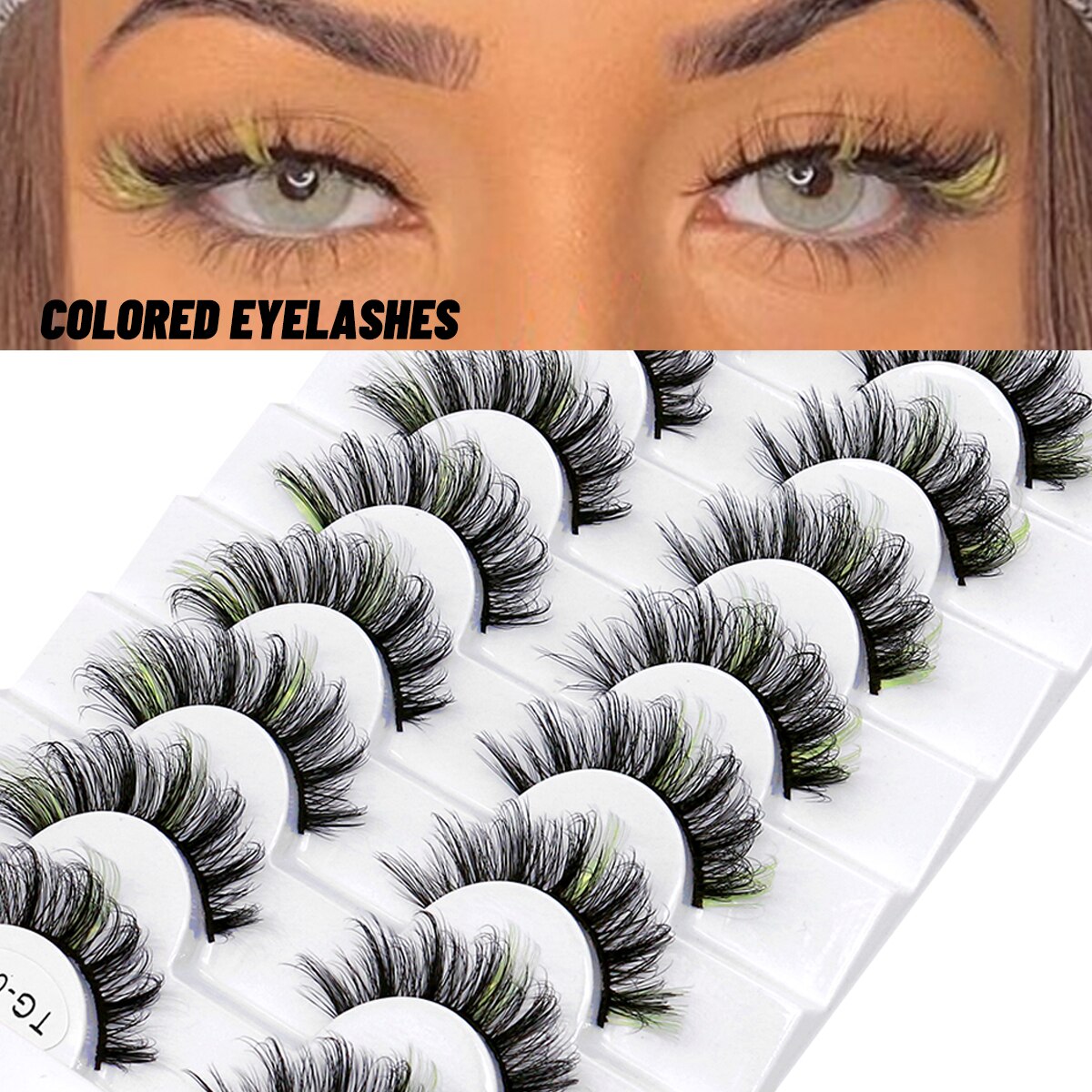 5/8pairs Colored Eyelashes Wispy Mink Lashes Natural Fluffy Cat Eye Lashes Strip 5D False Eyelashes Extension