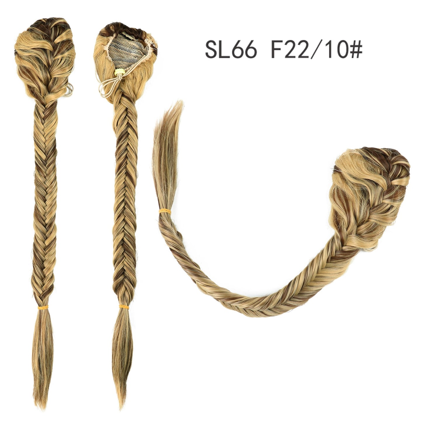 Synthetic Heat Resistant Braided Fishtail Fishbone Drawstring Ponytail Hairpiece Blonde Hair Extensions For Woman