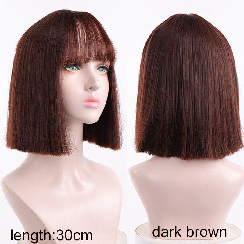 Synthetic Short Water Wave Cosplay Bob Wig with Bangs Heat-resistant Fiber Lolita Wigs For Women Daily Wear