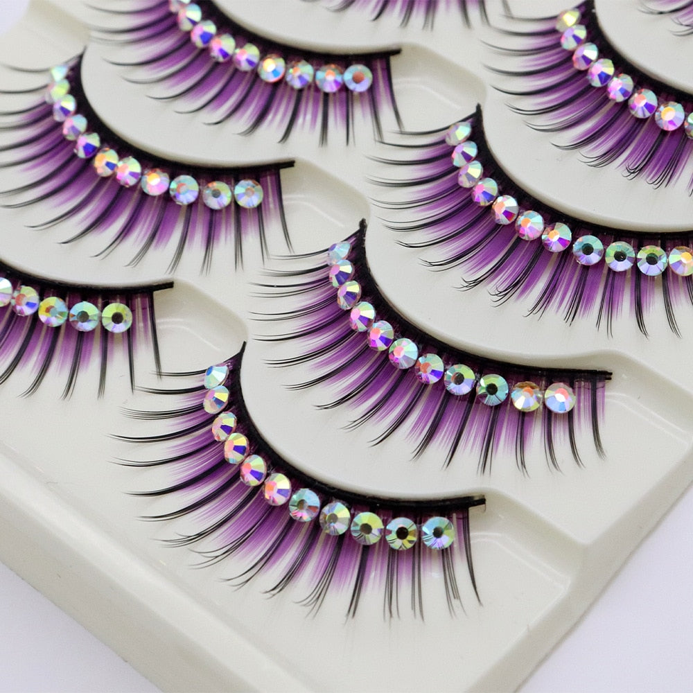 5pairs eyelash Natural False eyelashes mink lashes eyelash extension Colored eyelashes