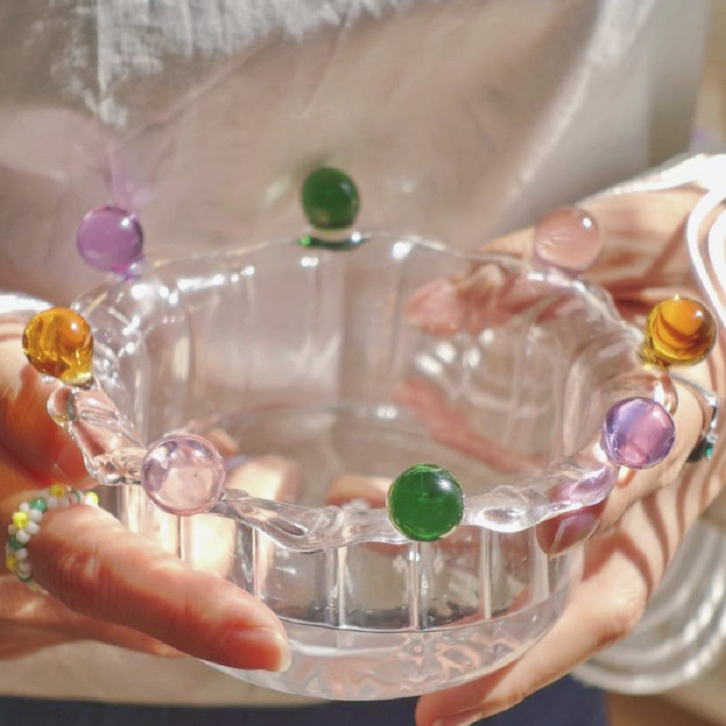 Crown Salad Bowl Cute Fruit Glass Bowl Snack Candy Cake Bowl Ice Cream Cup Home Decor