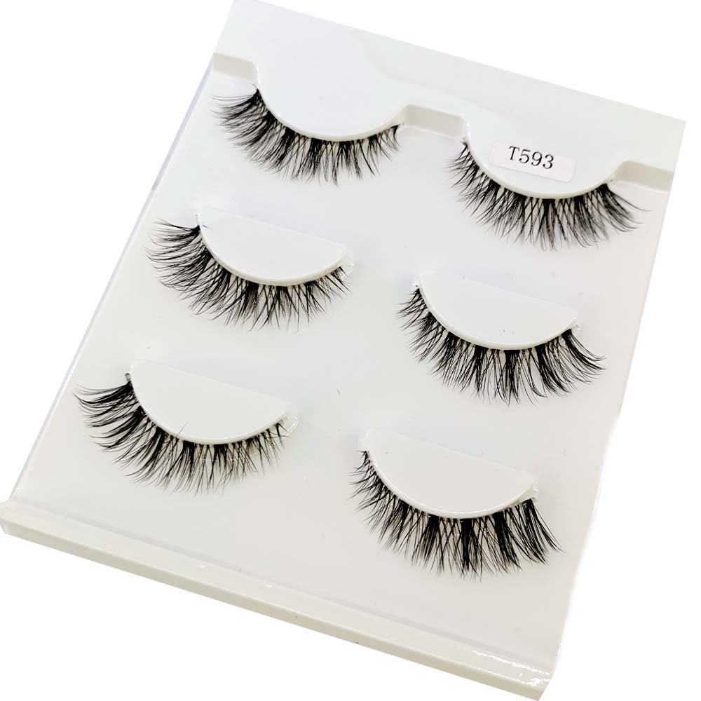 Transparent Terrier 3 Pairs 3D Mink EyeLashes False Lashes Thick EyeLash Lashes Natural Soft Fake EyeLashes