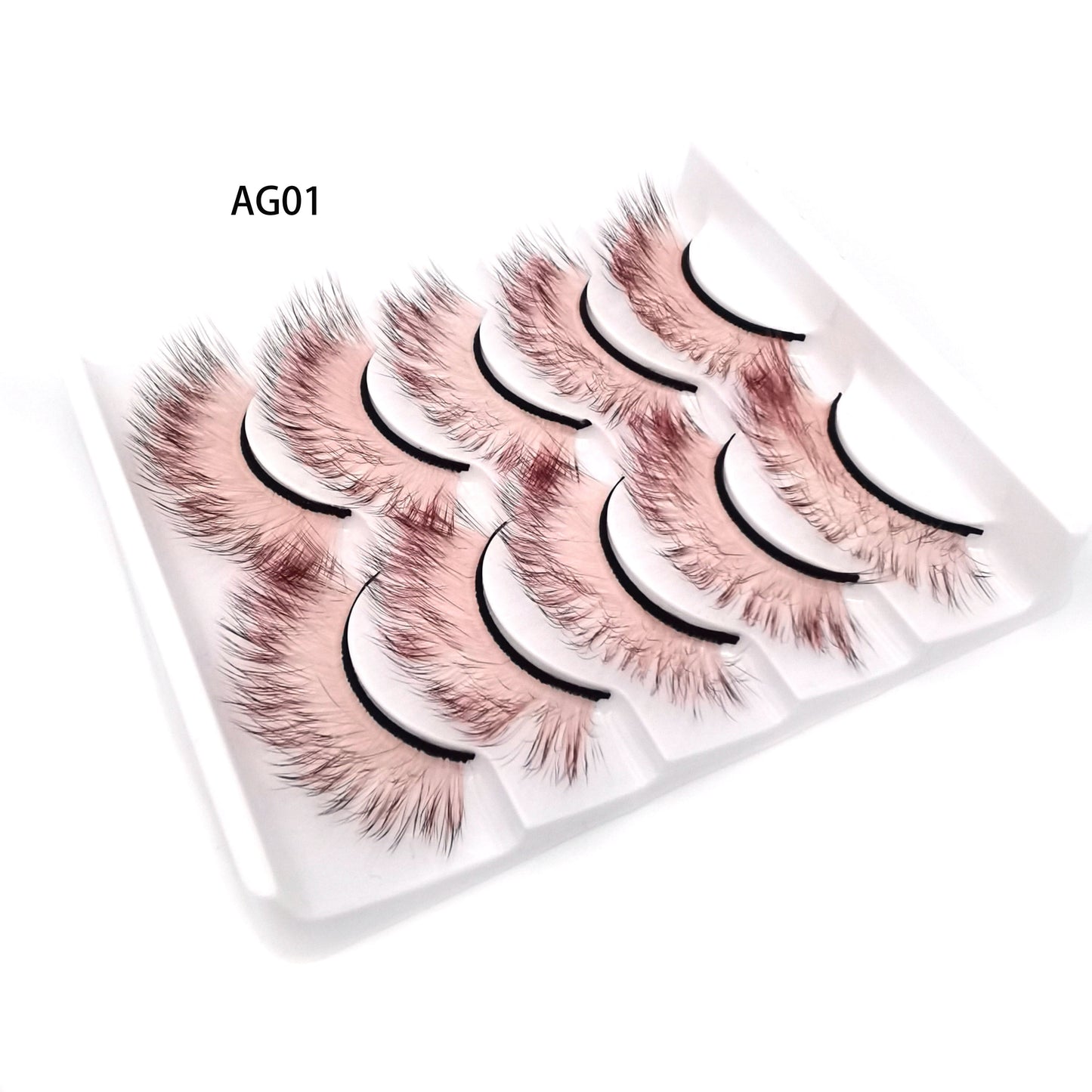 5 pairs 3D Mink Eyelashes Colorful 100% Mink Lashes Gradient Pink Blue Red White False Eyelashes Fluffy Soft Cilias