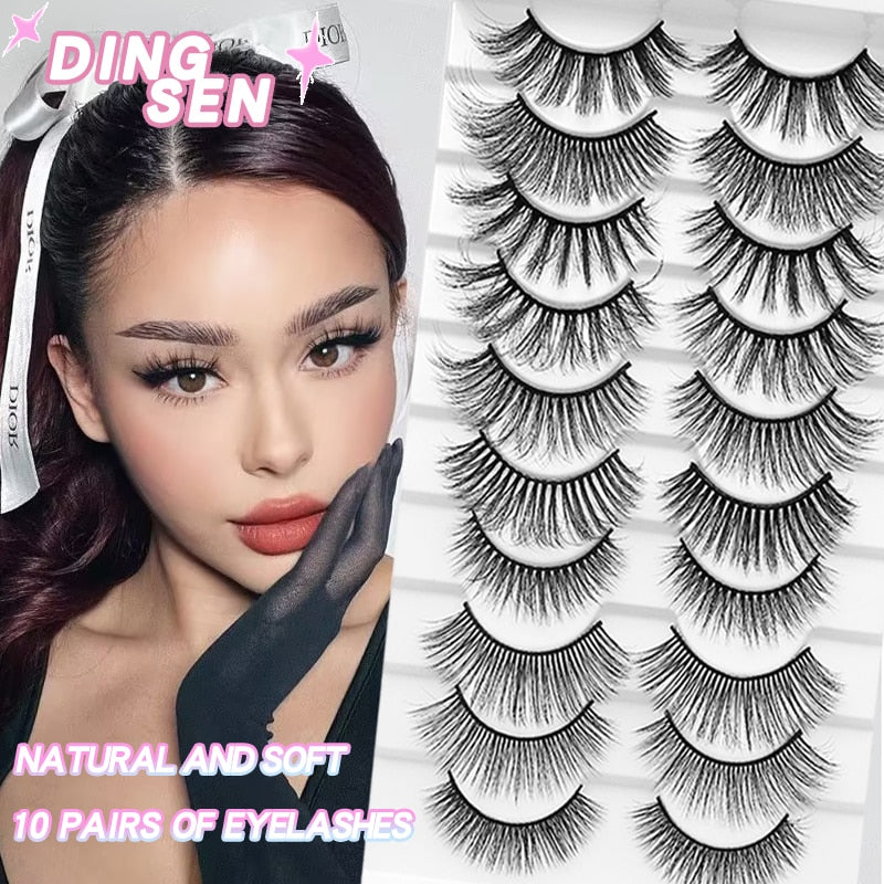 10Pairs Eyelashes Natural Long False Eyelashes Bulk Extension Individual Mink Lashes