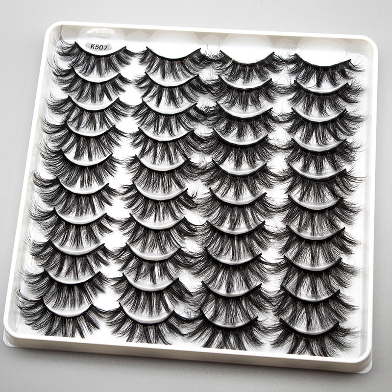 20 Pairs Mink Fluffy Lashes Eyelash Extension Natural False Eyelashes Dramatic Volume Lashes Reusable Lashes