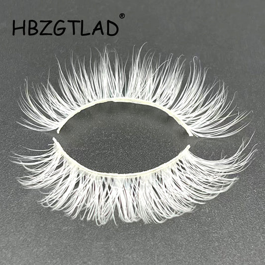 15mm Cosplay White False Eyelashes Reusable False Lashes for Halloween Cosplay Party