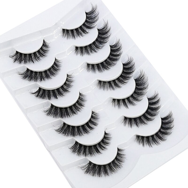 4/7 Pairs 3D Mink Lashes Natural Long Full Strip Lashes Transparent Short Mink EyeLashes Style False Eyelashes