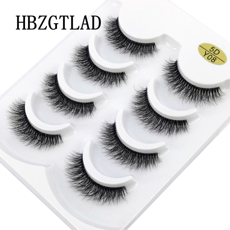 4 pairs 3D mink lashes natural long invisible thin band fake lashes curl transparent soft eyelashes
