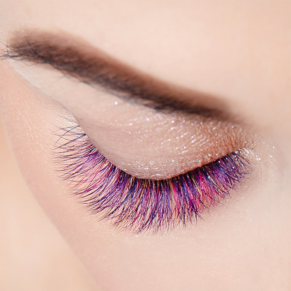 Pink Brown Blue Yellow Mixed Colored 10D  Premade Russian Volume Fans Colorful Cluster Lashes