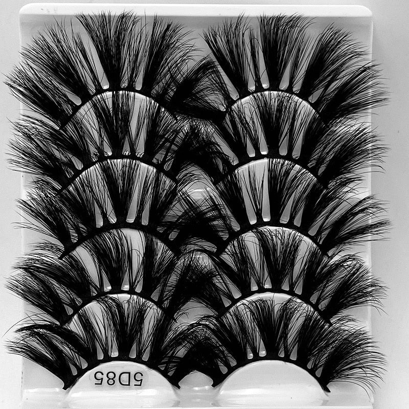 5 Pairs Mink Hair Lashes 25mm 5D Fluffy Soft Fals Eyelashes Natural Long Thick Eyelash extension Reusable Fake Lash