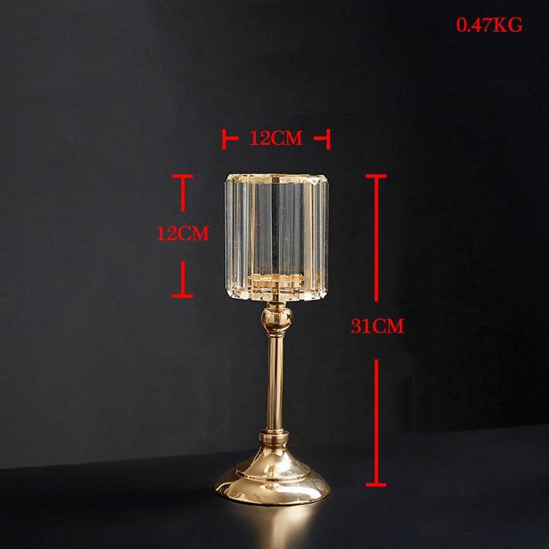 European Metal Crystal Candle Lantern Gold Candle Holders Wedding Center Table Candlesticks Parties Home Decor