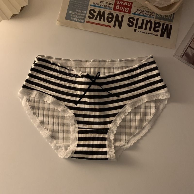 Lolita Girls Bow-knot Cotton Underwear Japanese Ladies Cute Antibacterial Mid-waist Briefs Sexy Lingerie