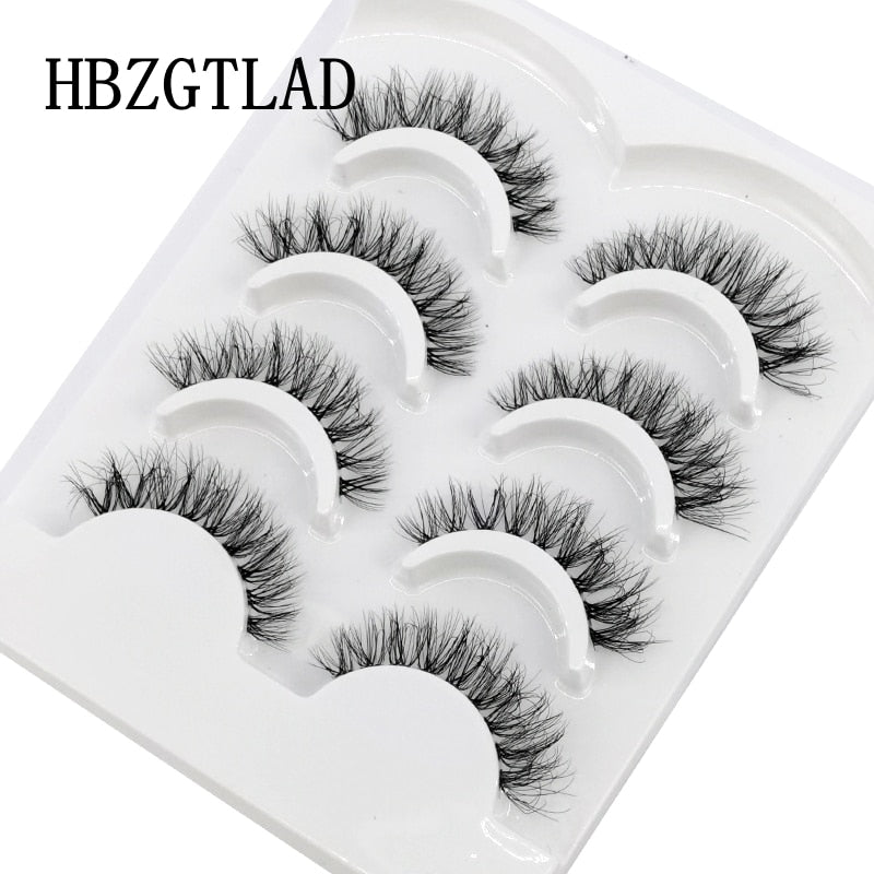 4 pairs 3D mink lashes natural long invisible thin band fake lashes curl transparent soft eyelashes
