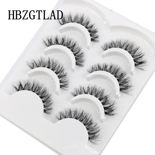 4 pairs 3D mink lashes natural long invisible thin band fake lashes curl transparent soft eyelashes