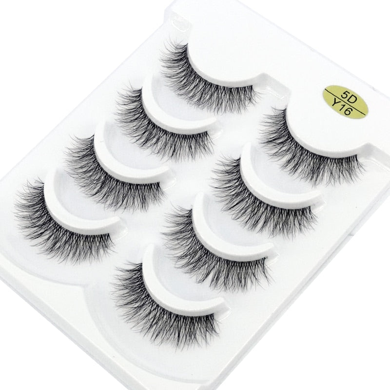 4 pairs 3D mink lashes natural long invisible thin band fake lashes curl transparent soft eyelashes