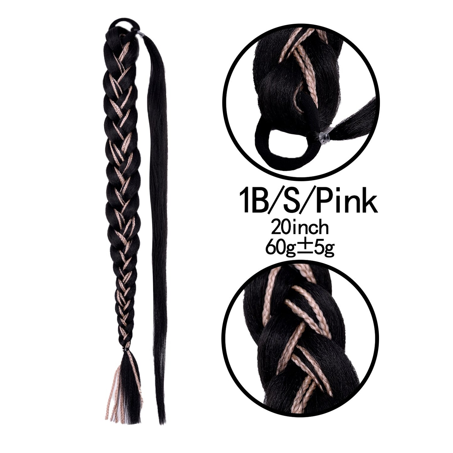 Synthetic Heat Resistant Braided Fishtail Fishbone Drawstring Ponytail Hairpiece Blonde Hair Extensions For Woman