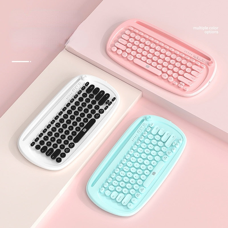 Mini Round Keycap Wireless Keyboard Bluetooth Three-mode Keyboard for Ipad PhoneTablet Laptop PC Keyboard for Android Ios Window