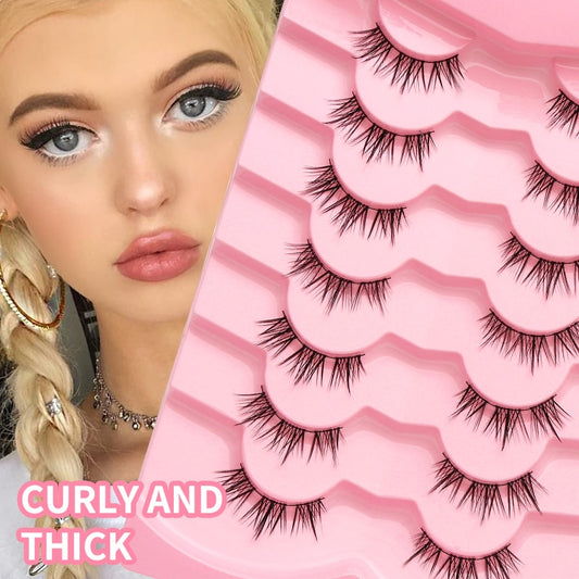 5/7/10pairs Anime Lashes Korean Eyelashes Cosplay Beauty False Eyelashes Glue for Manga Lashes Extension