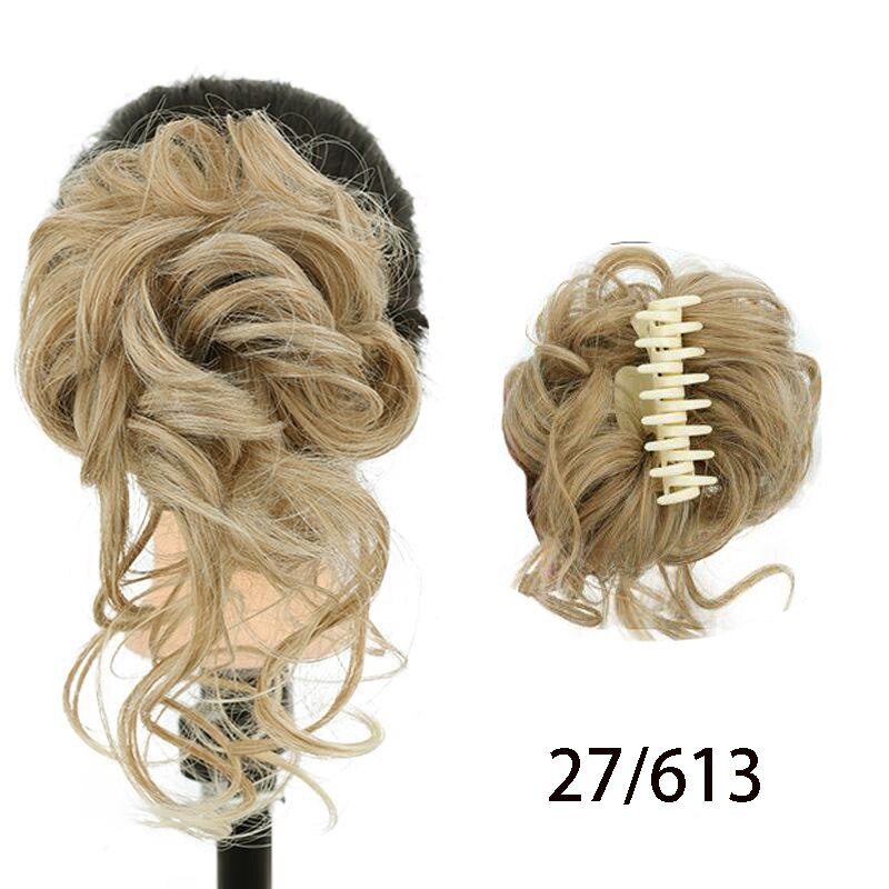 Synthetic Hair Bun Messy Scrunchies Hairpiece Accessories Claw Clip Chignon Curly Fake Hair Elastic Hair Band for Women