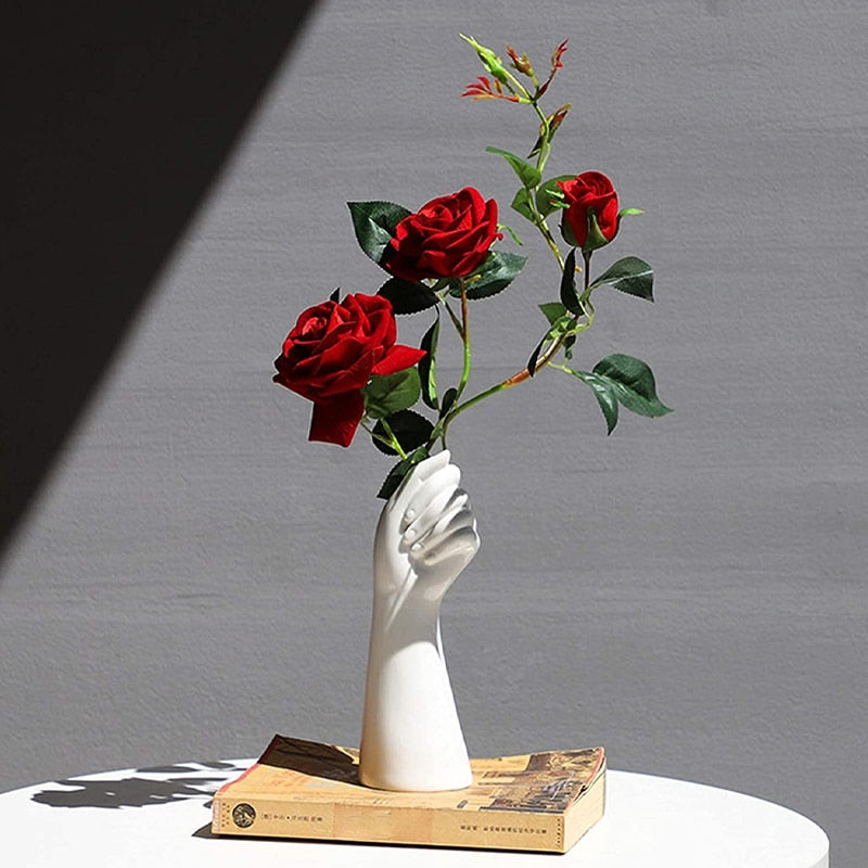 Nordic Style Ceramics Vase Modern Creative Hand Vase Flowers Arrangement Home Decor Office Living Room