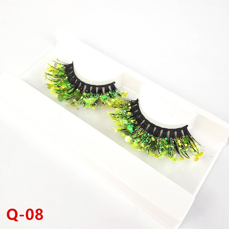 Unique Shining Colored Eyelashes Gold Pink Green Glitter Colorful False Eye Lashes Party Rainbow Cilias Dramatic Halloween