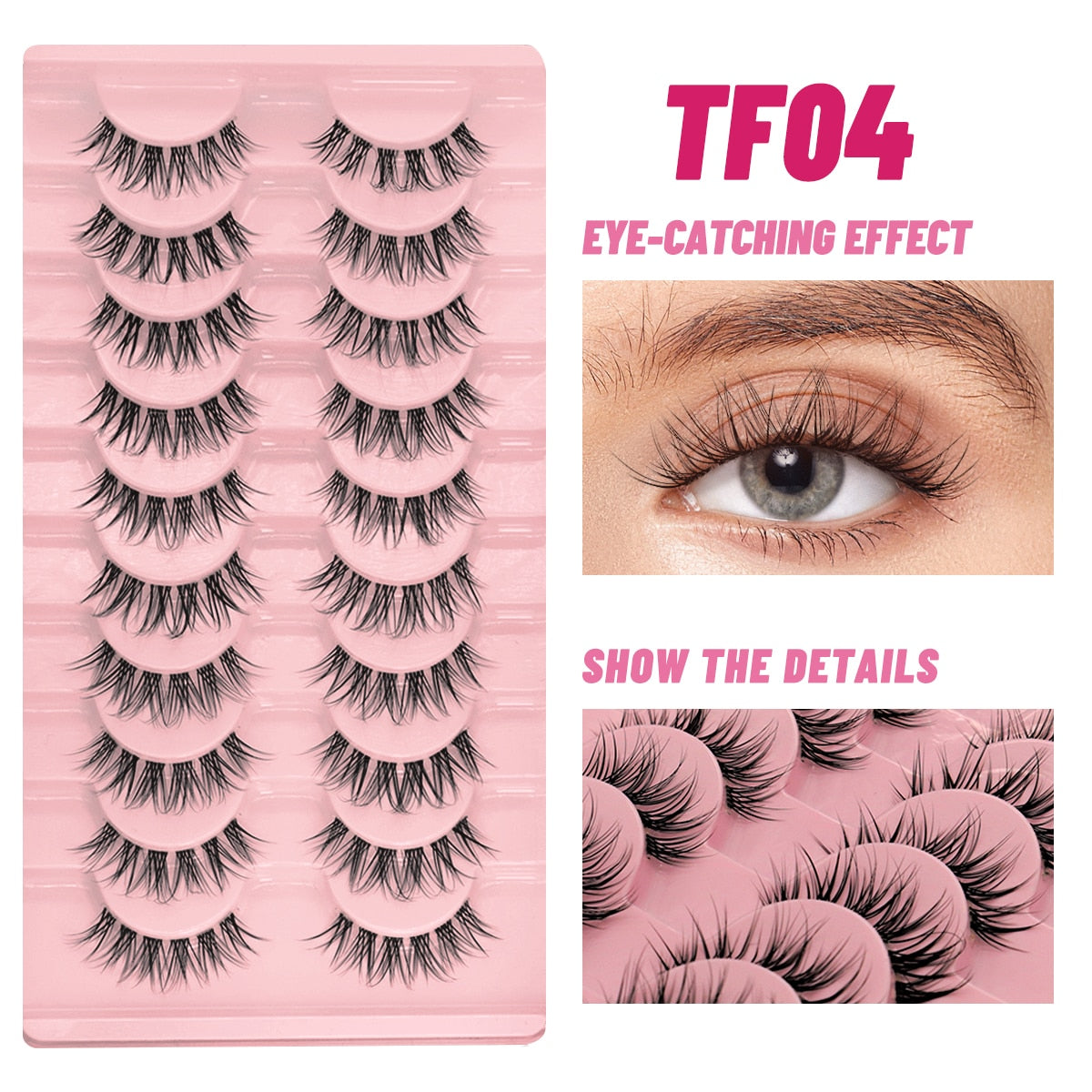 Clear Eyelash Manga  Lashes False 5/10 Pairs Eyelashes Cat-Eye Natural Fluffy 3D Faux Mink Lashes Wispy Lashes