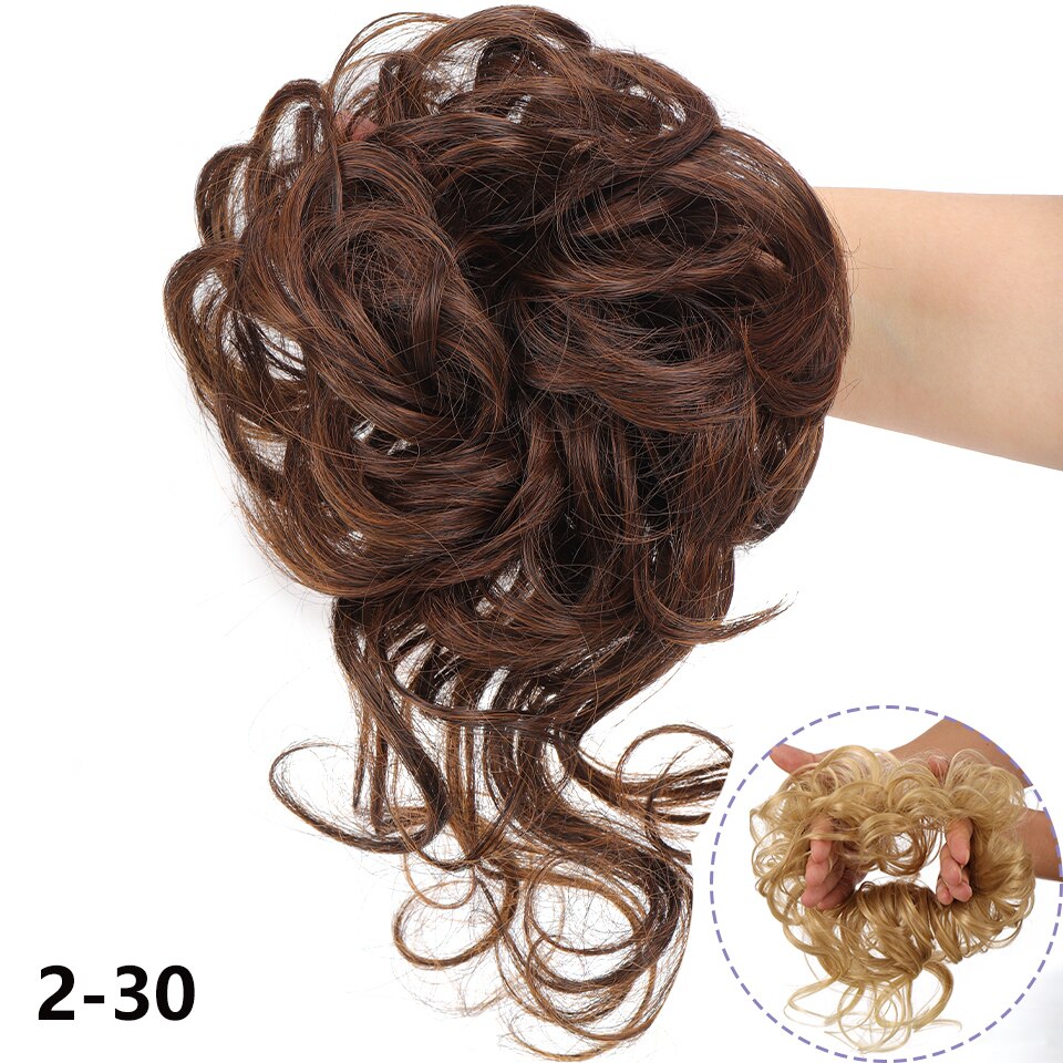 Synthetic Hair Bun Messy Scrunchies Hairpiece Accessories Claw Clip Chignon Curly Fake Hair Elastic Hair Band for Women