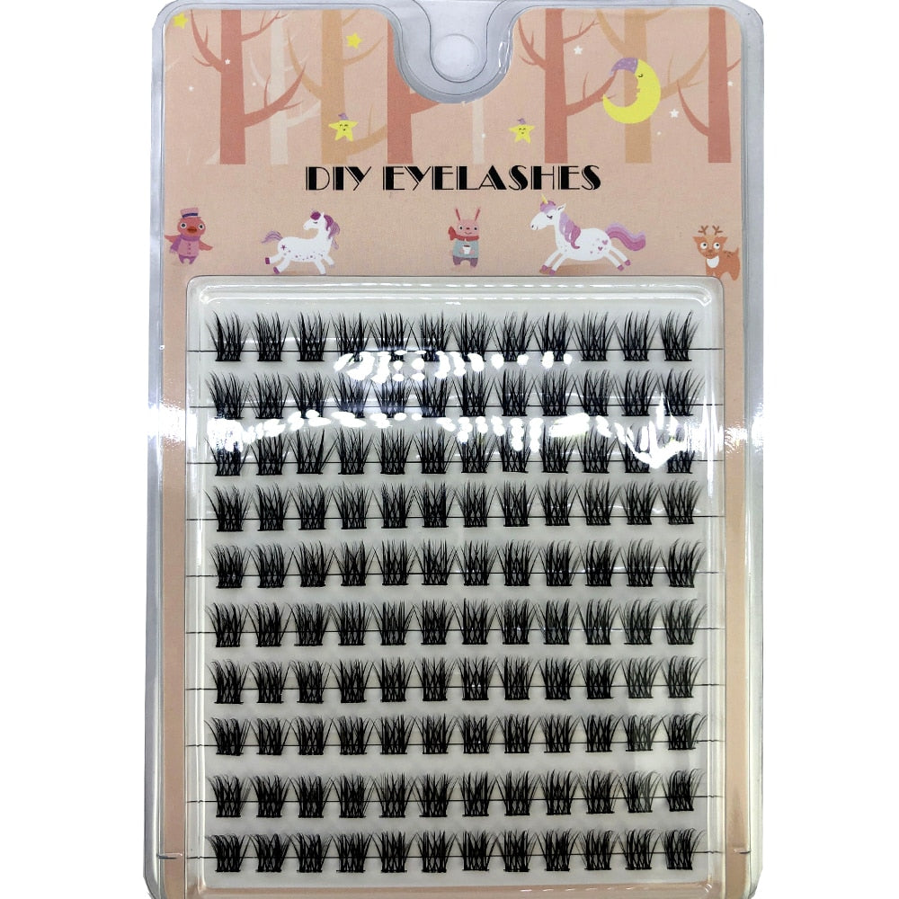 Diy Grafting 3D Fluffy Single Cluster False Lashes Dramatic Volume Fans Individual Eyelash Segmented Lashes Natural Faux Lashes
