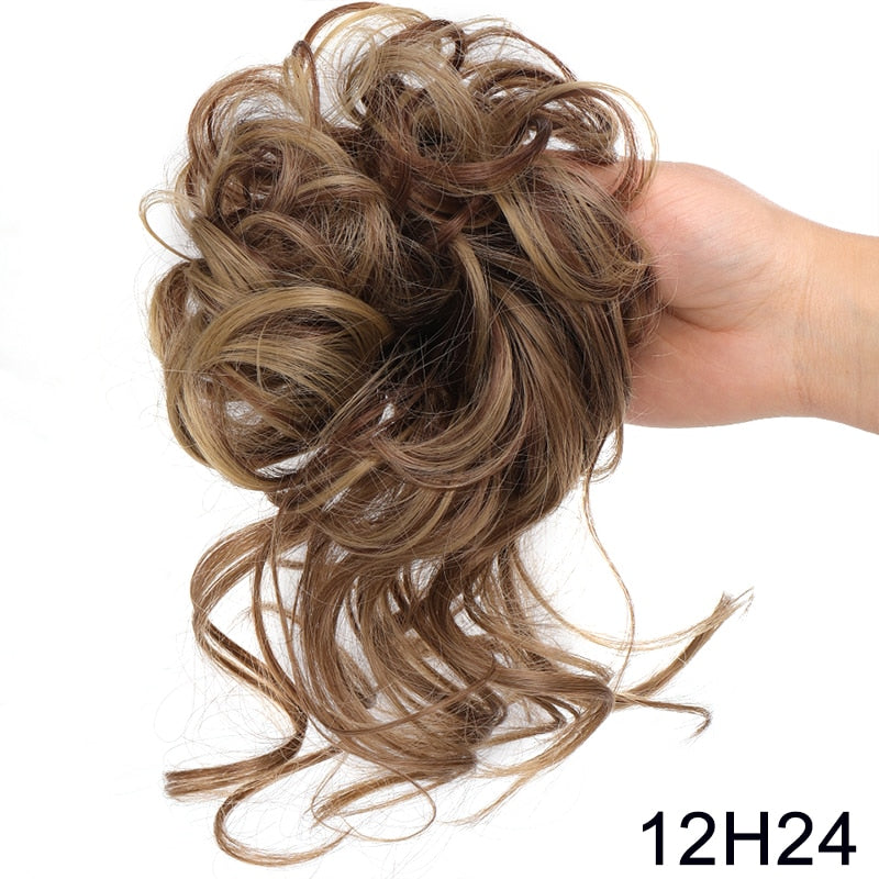 Synthetic Messy Chignon Scrunchies Natural Curly Hair Bun Pieces Fake False Hairpieces For Women Ponytail Extensions