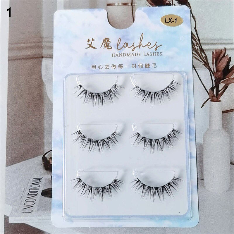 3 Pairs Mink Eyelashes Little Devil False Lash Extension Natural Fairy Wispy Lash Cross Curling Fairy False Eyelashes