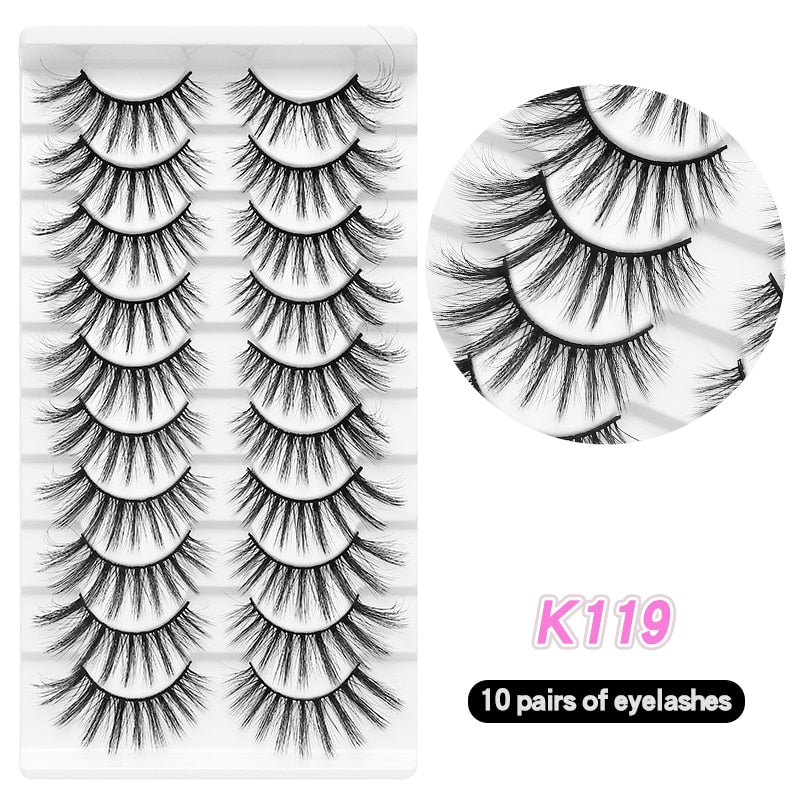 10Pairs Eyelashes Natural Long False Eyelashes Bulk Extension Individual Mink Lashes