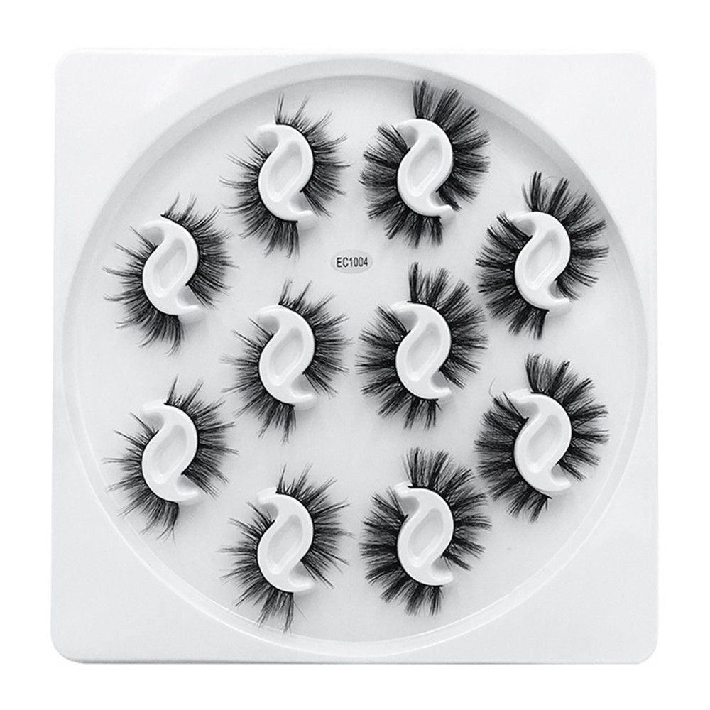 10 Pairs 6D Faux Mink Russian Strip Lashes D Curl Lash Extension 15-25mm Natural Soft Fluffy Eyelashes Reusable