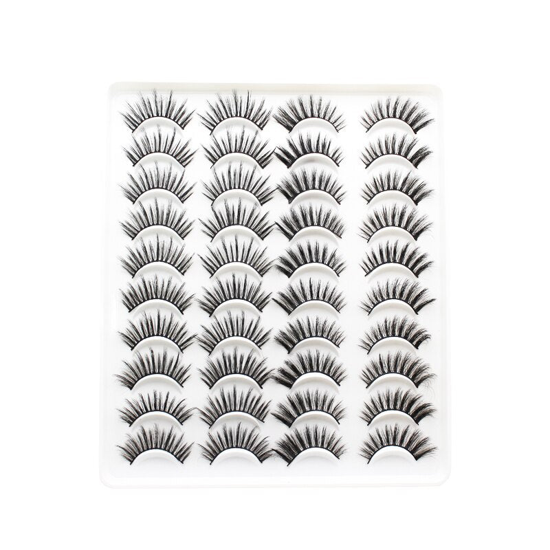 20 Pairs Mink Fluffy Lashes Eyelash Extension Natural False Eyelashes Dramatic Volume Lashes Reusable Lashes