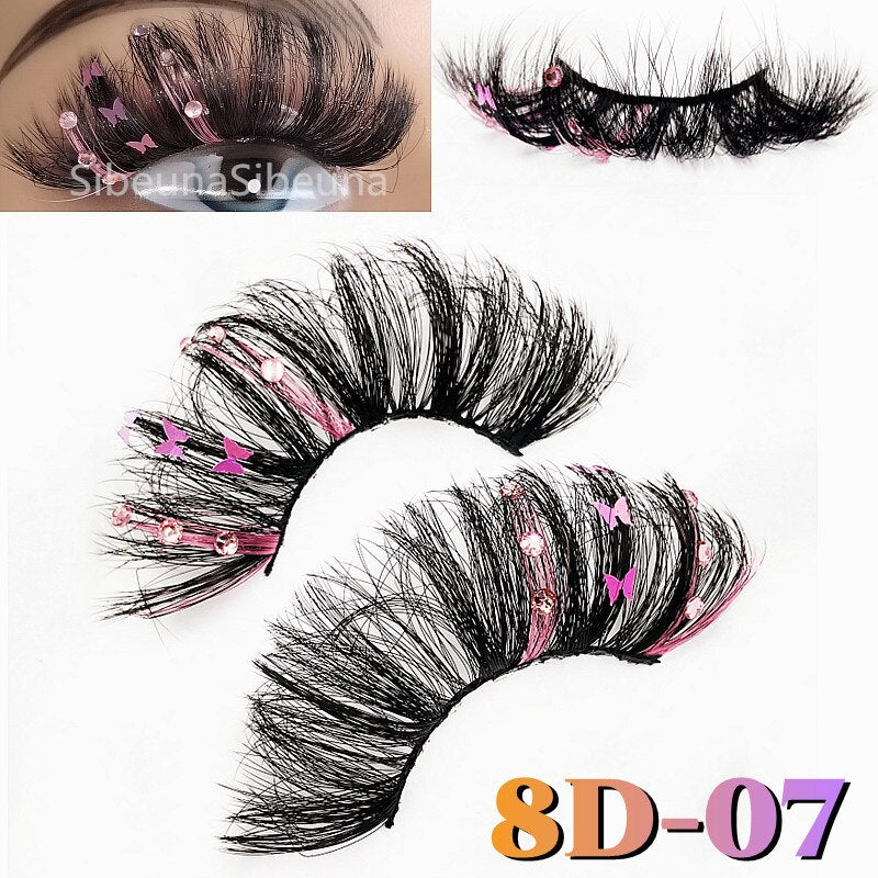 Colored Diamond Glitter 8D False Eyelashes Color Sequin Fuax Mink Lashes Natural Long Stage Colorful Rainbow eyelashes