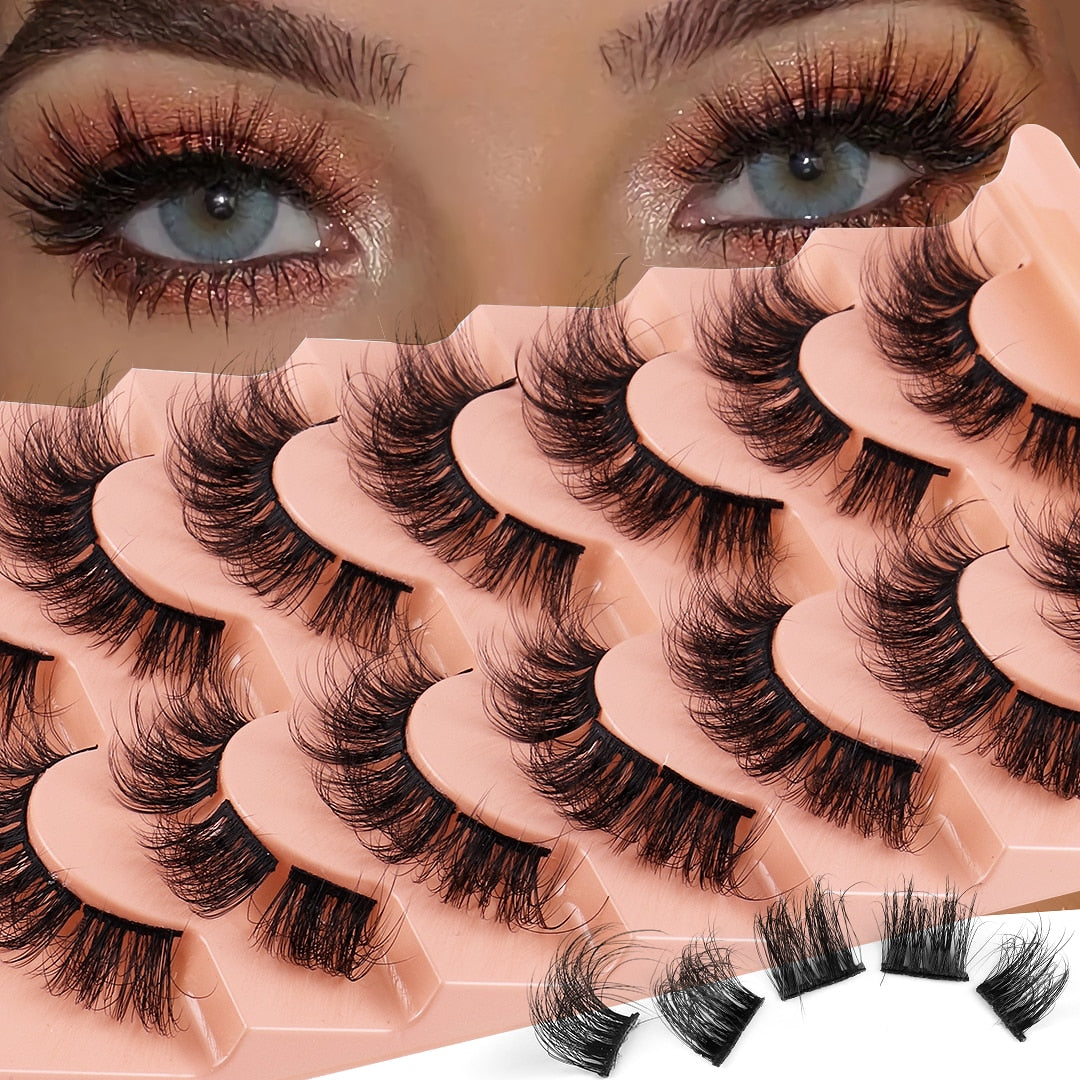 D Curl Lash Clusters Fluffy False Eyelashes 13mm 22mm Wispy Volume Individual Lashes Extensions Natural Fake Eyelashes Clusters