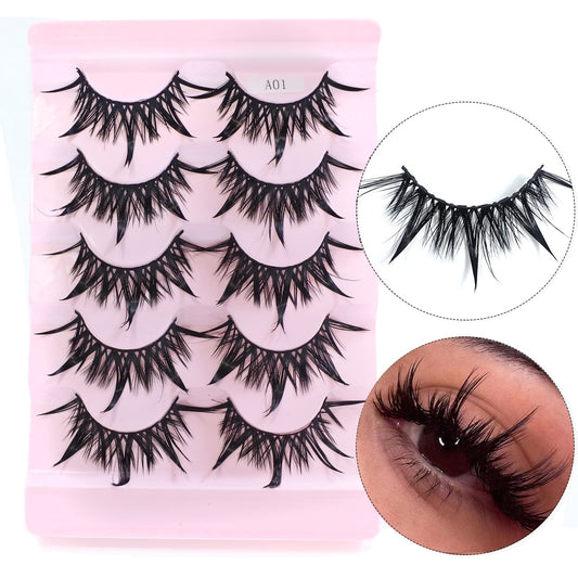Eyelashes 5 Pairs Soft Natural Mink Lashes Manga Lashes