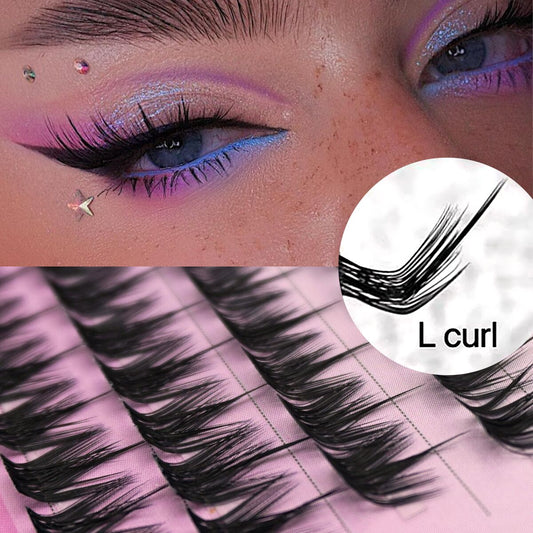 L curl L curves DIY Clusters Eyelash Extension Mix Dovetail Individual Lashes Natural Segmented Eyelash Bundles