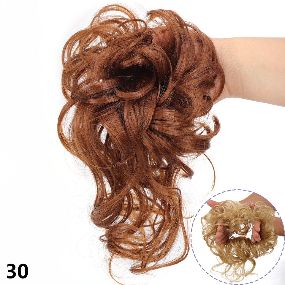 Synthetic Hair Bun Messy Scrunchies Hairpiece Accessories Claw Clip Chignon Curly Fake Hair Elastic Hair Band for Women
