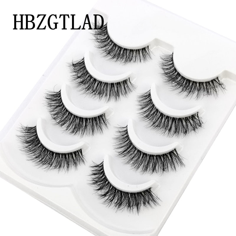 4 pairs 3D mink lashes natural long invisible thin band fake lashes curl transparent soft eyelashes
