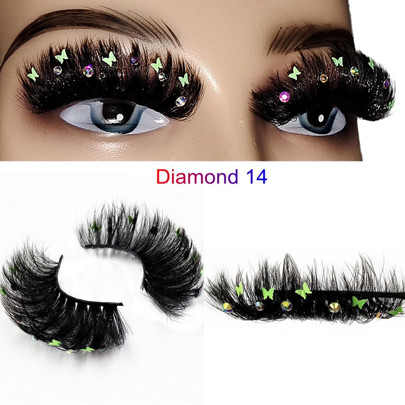 Faux Mink 25mm Lashes With Butterflys or flowers On Them Full Strip False Eyelashes Butterfly Lash For party