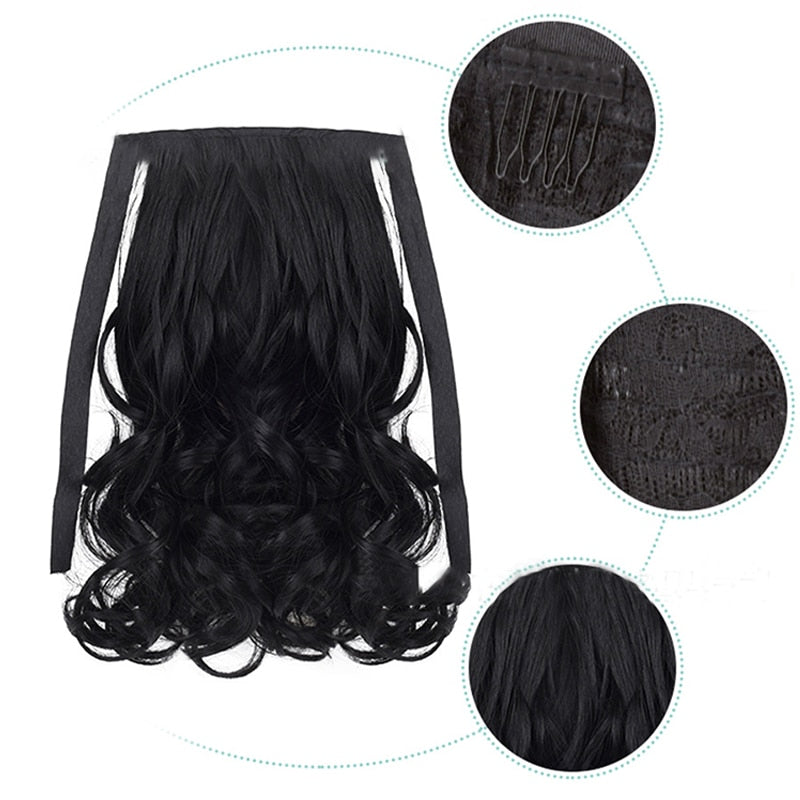 Concubine Synthetic Strappy Ponytail Hair Extensions False Tail Natural Hair Clip Horse tail Curly Organic For Women Wig