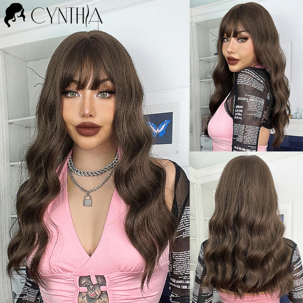Blonde Synthetic Wig for Woman Long Body Wave Hair Cosplay Lolita Party Natural Heat Resistant Wigs Fiber Daily Hair