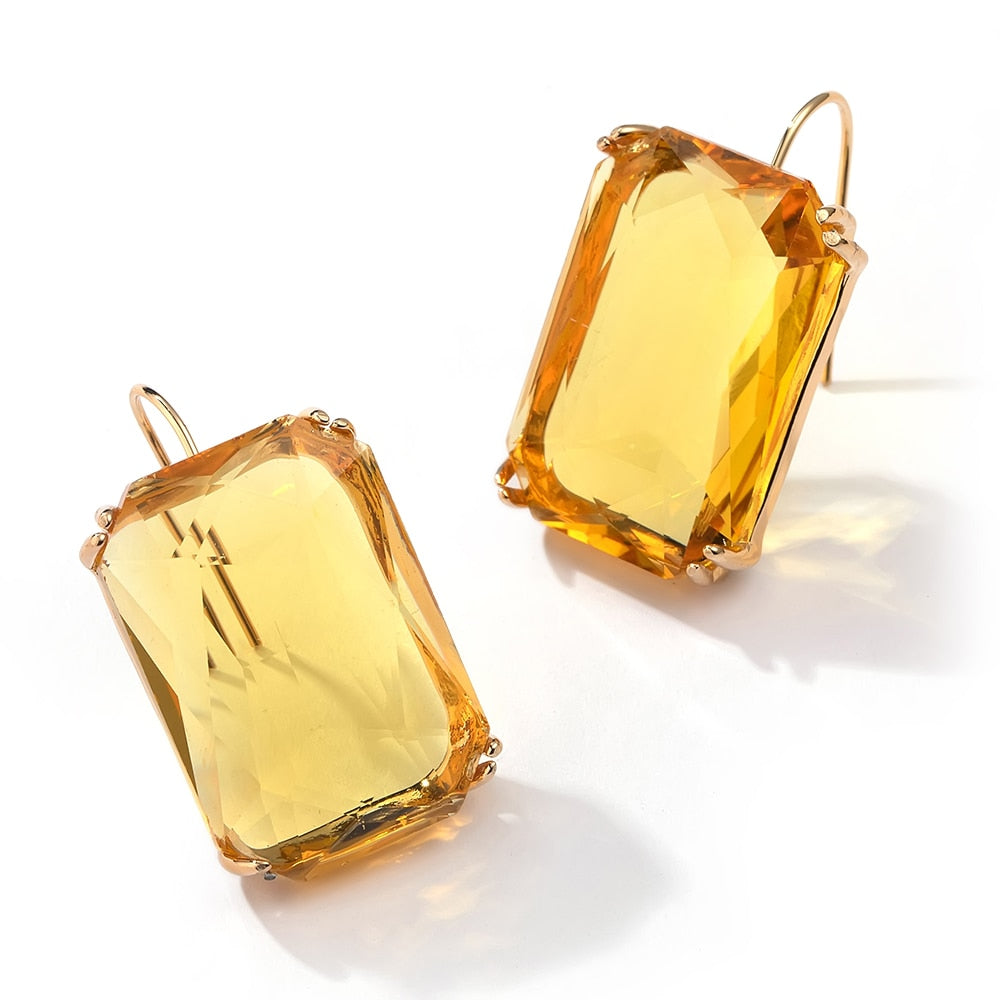 Transparent Resin Pendant Hanging Earring Bohemia Trendy Geometric Square Acrylic Drop Dangle Earrings Jewelry