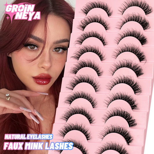 Natural Long 10 Pairs 3D Mink False Eyelashes Fake Lashes Mink Lashes Cat Eye lashes Short Eyelashes