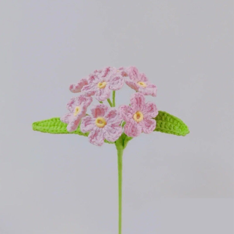 Finished 10pcs Hand-knitted Forget-me-not Yarn Crochet Decorative Artificial Flowers Home Decoration