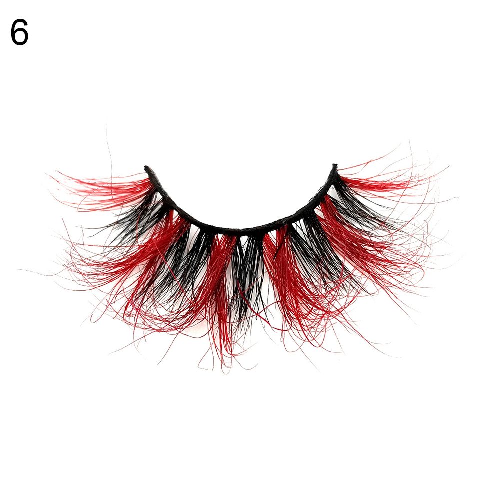 1 Pair Red Blue Purple Pink Mix 3D Mink Colored Eyelashes Ombre Vegan Strip Lashes Natural Dramatic Fluffy Colourful