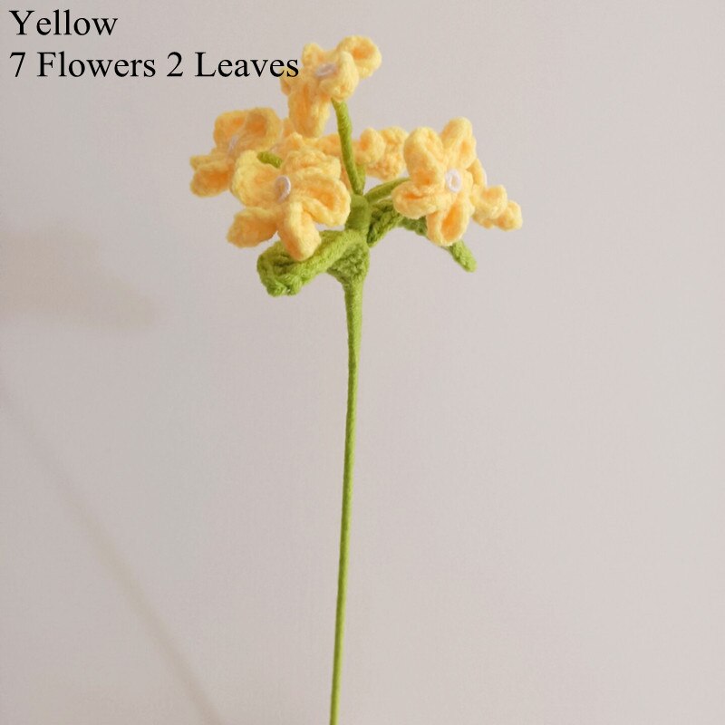 Finished 10pcs Hand-knitted Forget-me-not Yarn Crochet Decorative Artificial Flowers Home Decoration