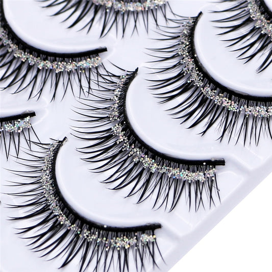 5 pairs eyelash color flash Glitter sequins performance Bushy of fake eyelashes false lashes