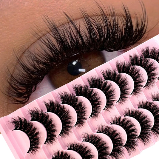 10 pairs 3D Faux Mink Lashes Wispy Natural False Eyelashes Dramatic Volume Lashes Eyelash Extension