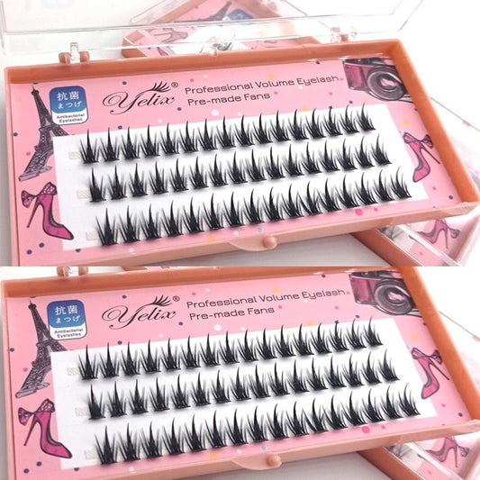 3 Rows Segment Lashes Manga False Eyelashes 3D Cluster Individual Eyelashes Thick Dramatic DIY False Eyelashes